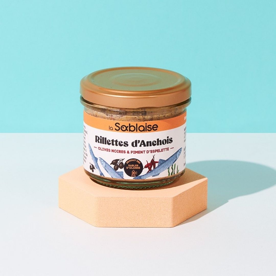 Anchovisrillette mit Espelette & Oliven